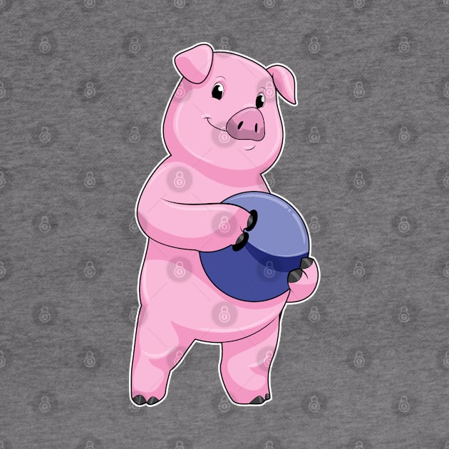 Pig at Bowling with Bowling ball by Markus Schnabel